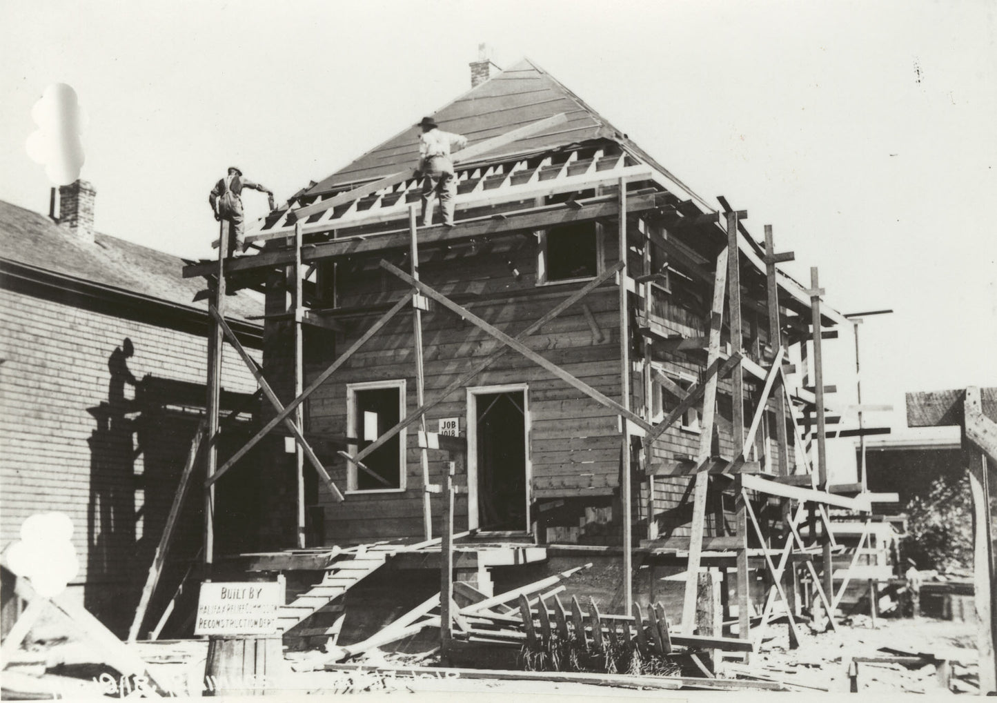 Wooden houses under construction, 18 and 42 Livingstone Street, Halifax