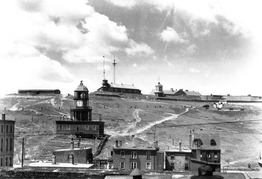 "Halifax Citadel and Town Clock showing Brunswick Street houses, Halifax, NS"
