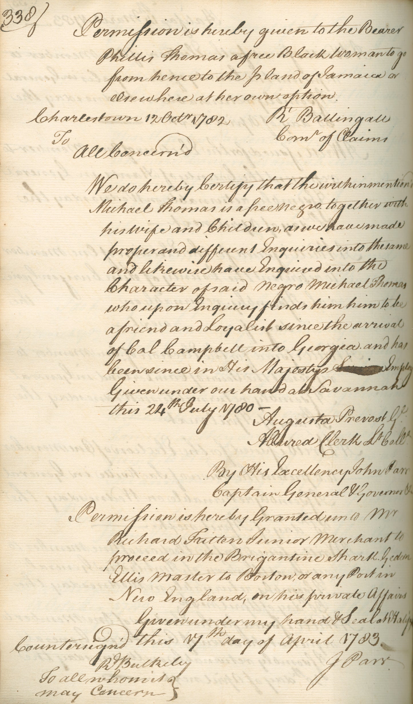 Certificate of Michael Thomas