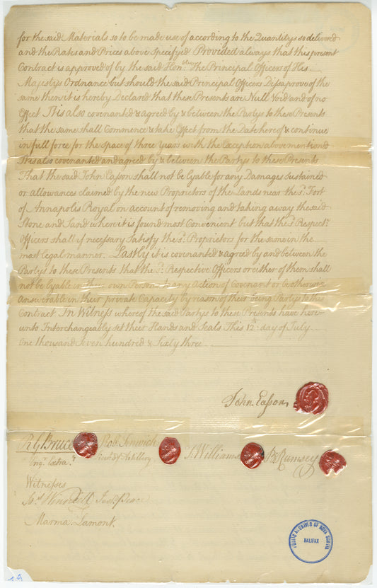 John Easson's Contract for Furnishing Stone & Sand