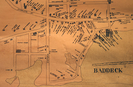 "Baddeck" inset of Topographical Township Map of Victoria County, Nova Scotia