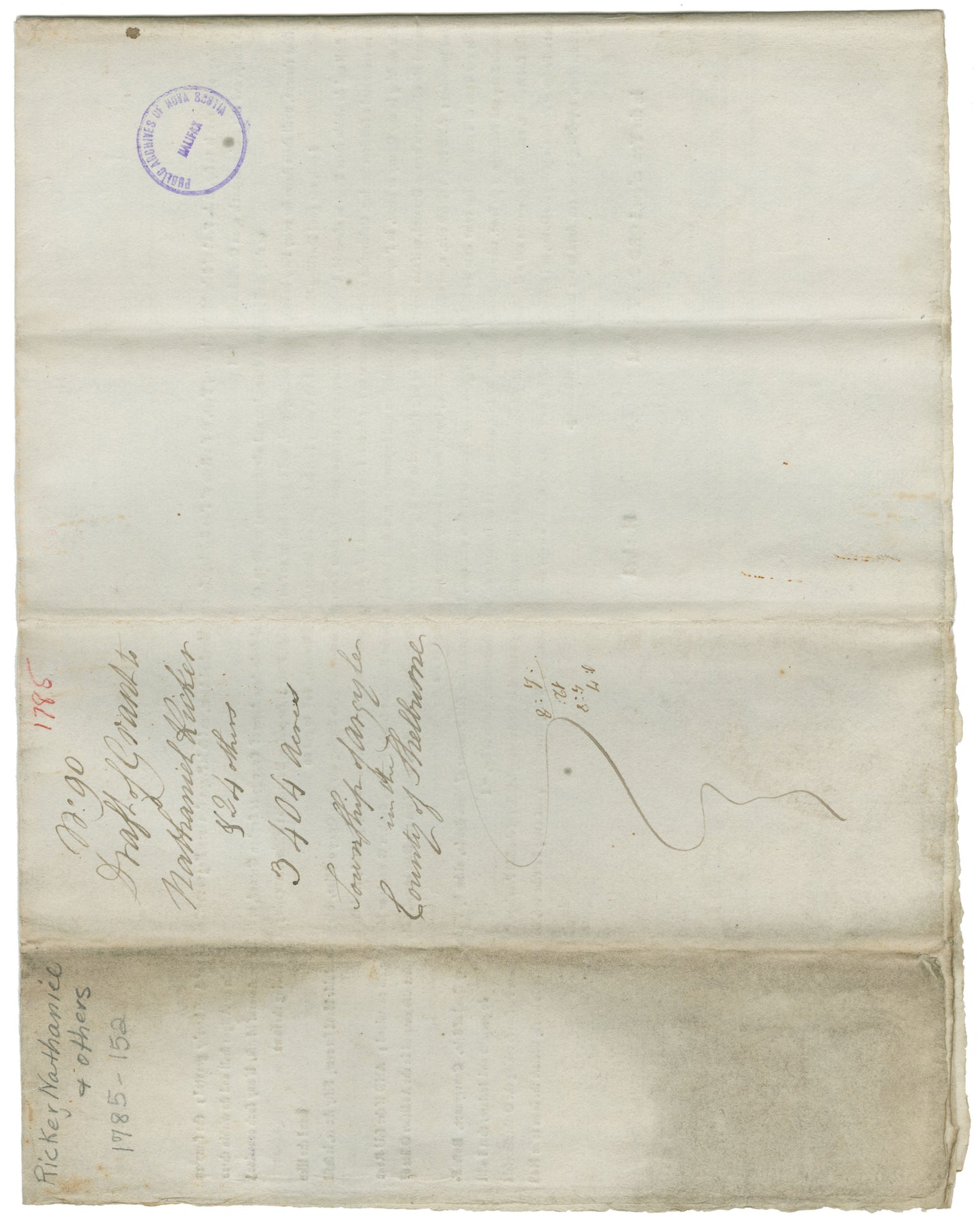 Ricker, Nathaniel and others – 1785 – Shelburne County - Draft Grant