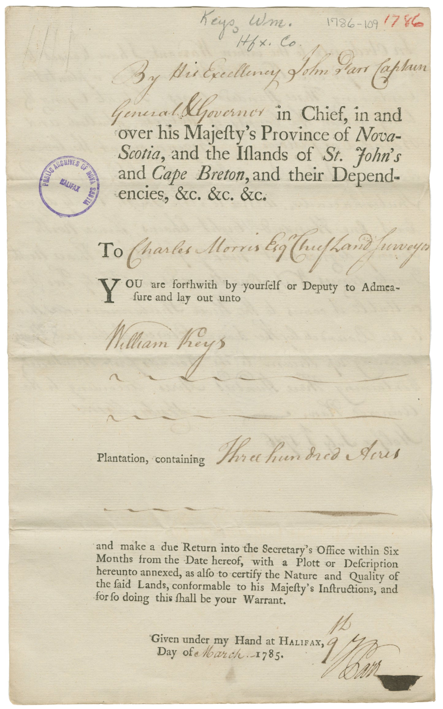 Keys, William - 1786 - Halifax County