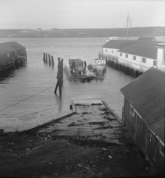 Grand Passage ferry arriving. Freeport. November, 1950