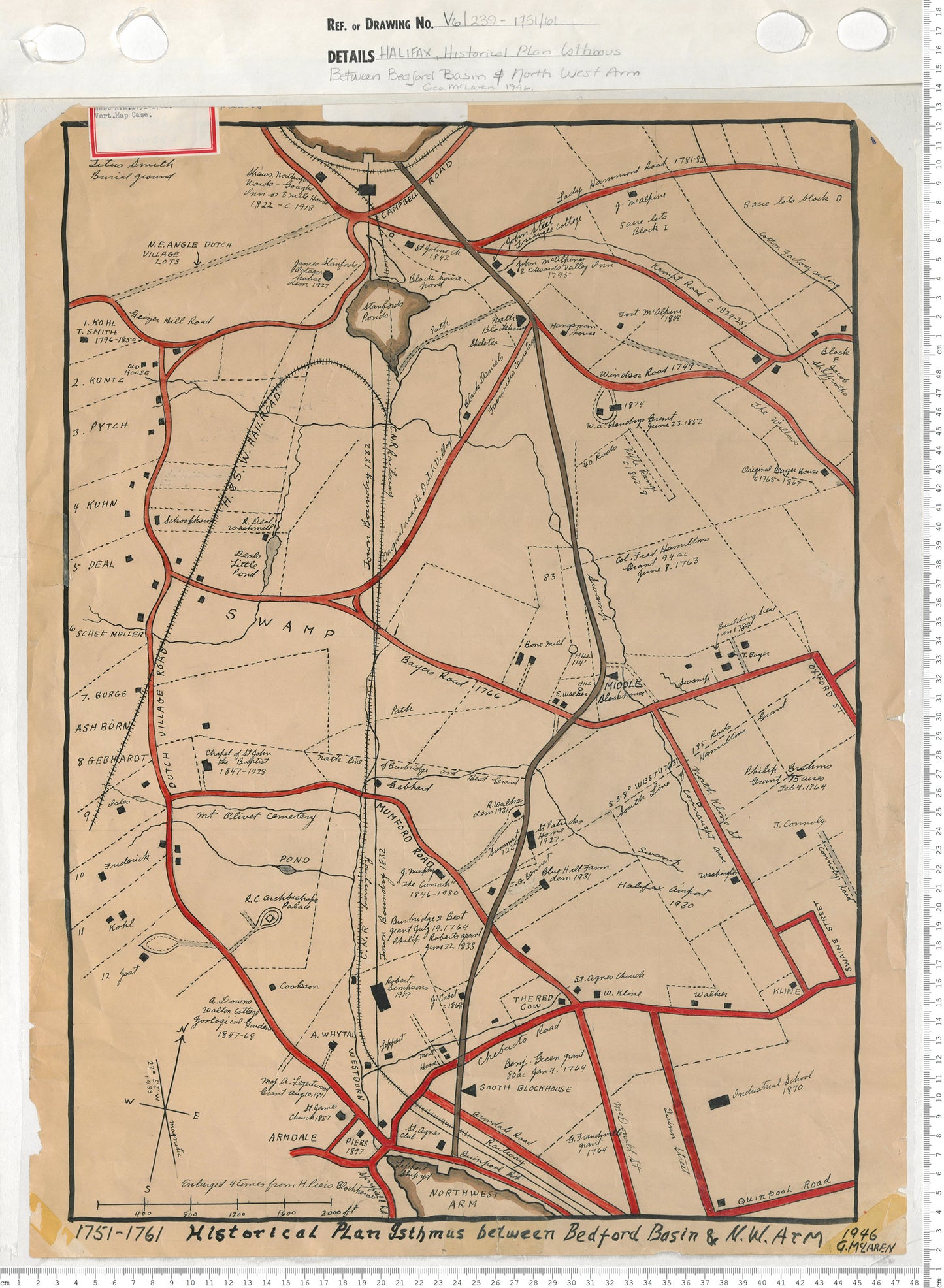 Historical Plan Isthmus between Bedford Basin and North West Arm