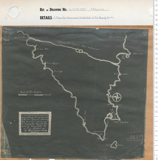 A map of a penisula situated in the Bay of Fundy