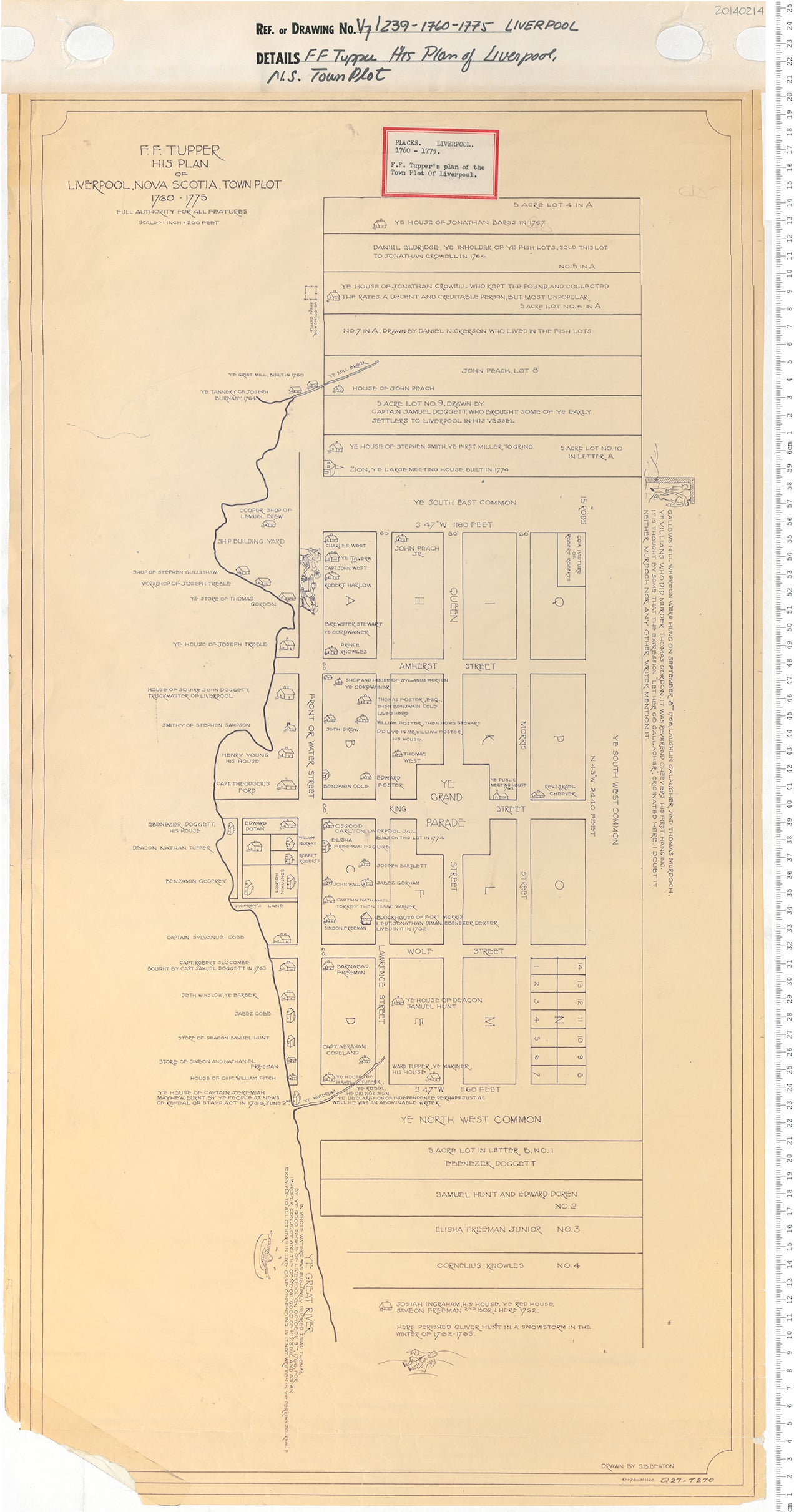 F.F. Tupper His Plan of Liverpool, Nova Scotia, Town Plot