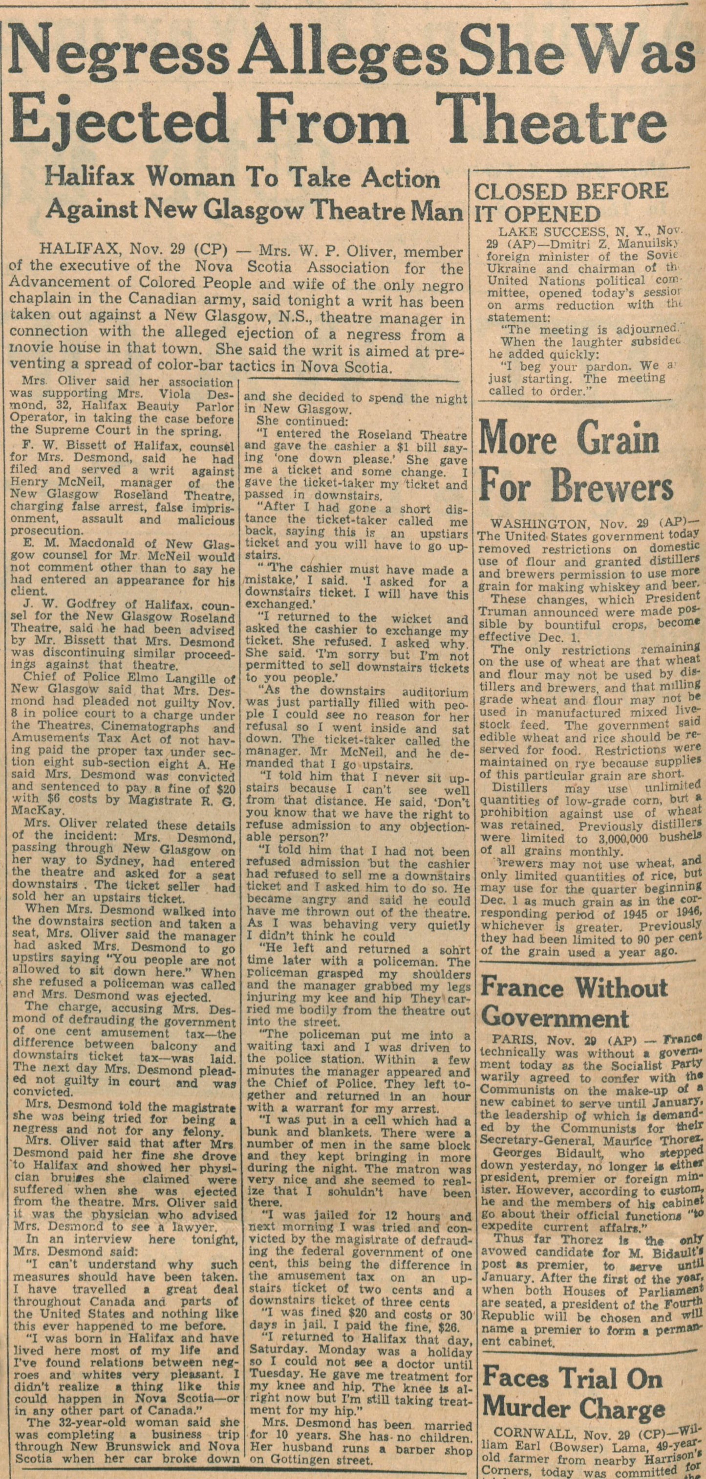 "Halifax Woman to Take Action Against New Glasgow Theatre Man"