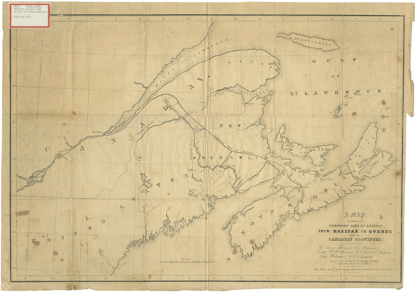 Proposed Line of Railway from Halifax to Quebec