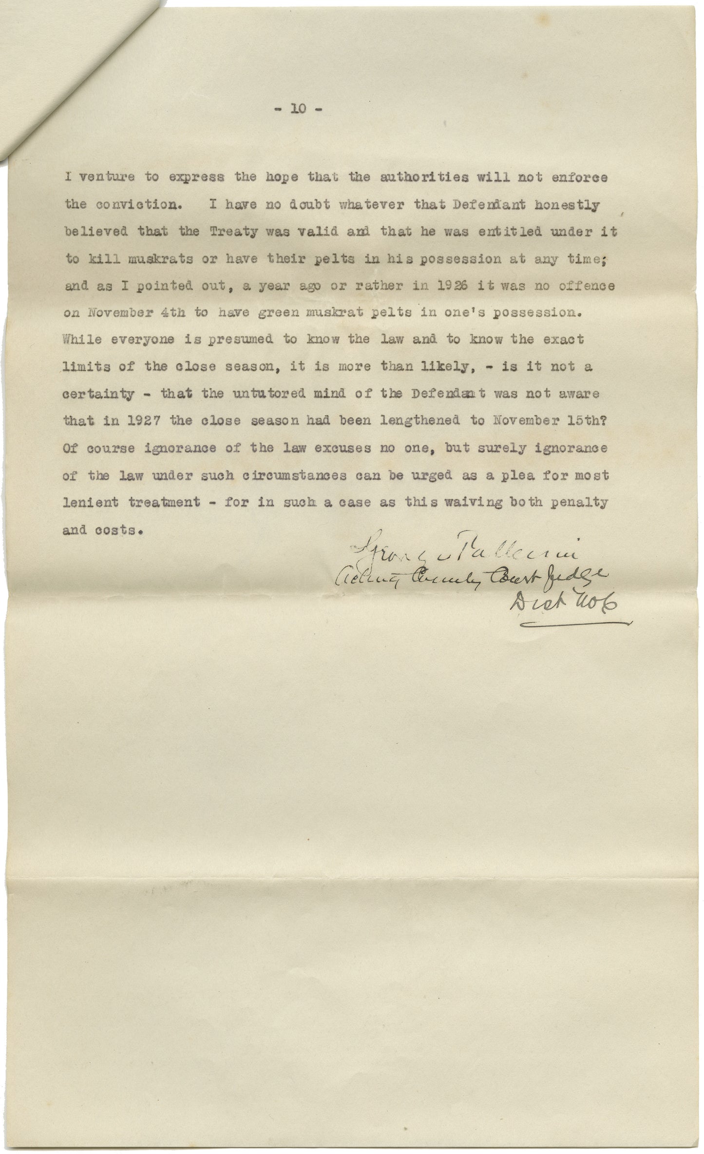 Decision of acting County Court Judge, District 6, George Patterson in Case of King vs. Sylyboy