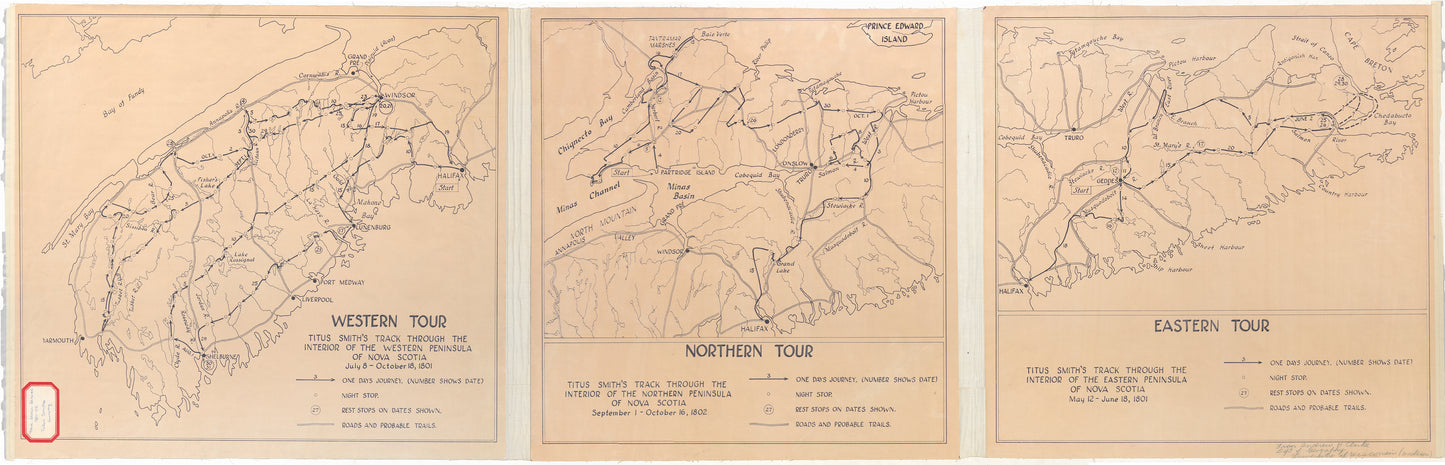 Andrew Mill Clark's Map of Titus Smith's Tour