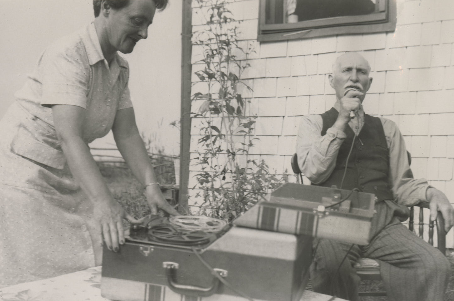 Helen Creighton recording unidentified man