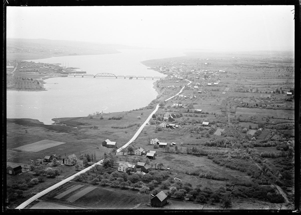 Aerial Photograph of View from Below Bridges, Annapolis Royal, Nova Scotia