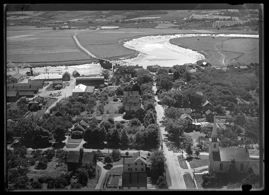 Aerial Photograph of Warehouses by Railway, Port Williams, Nova Scotia