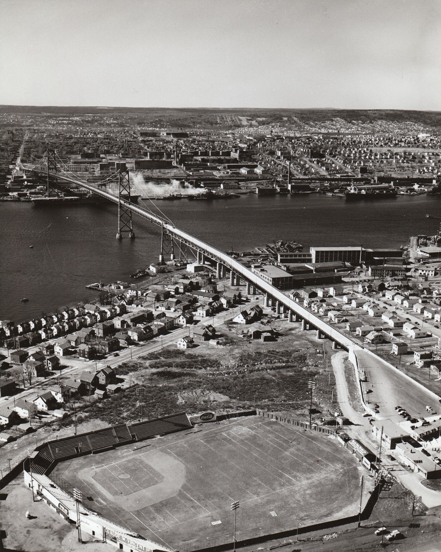 Aerial view of Bridge from over Dartmouth Ball Park