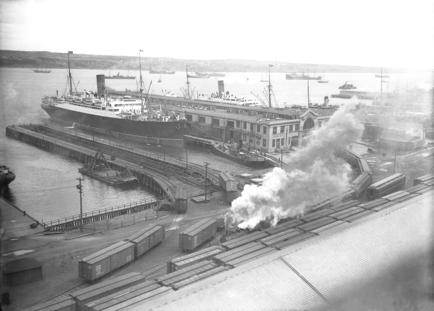 SS Andania and other vessels docked at Pier 2, the Deep Water Terminals, Halifax