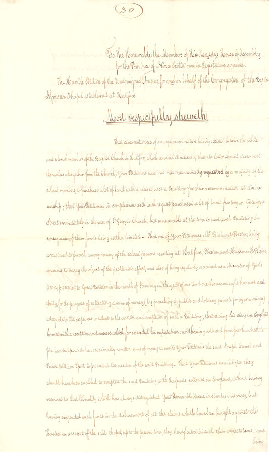 Petition from Richard Preston and others concerning the African Baptist Church
