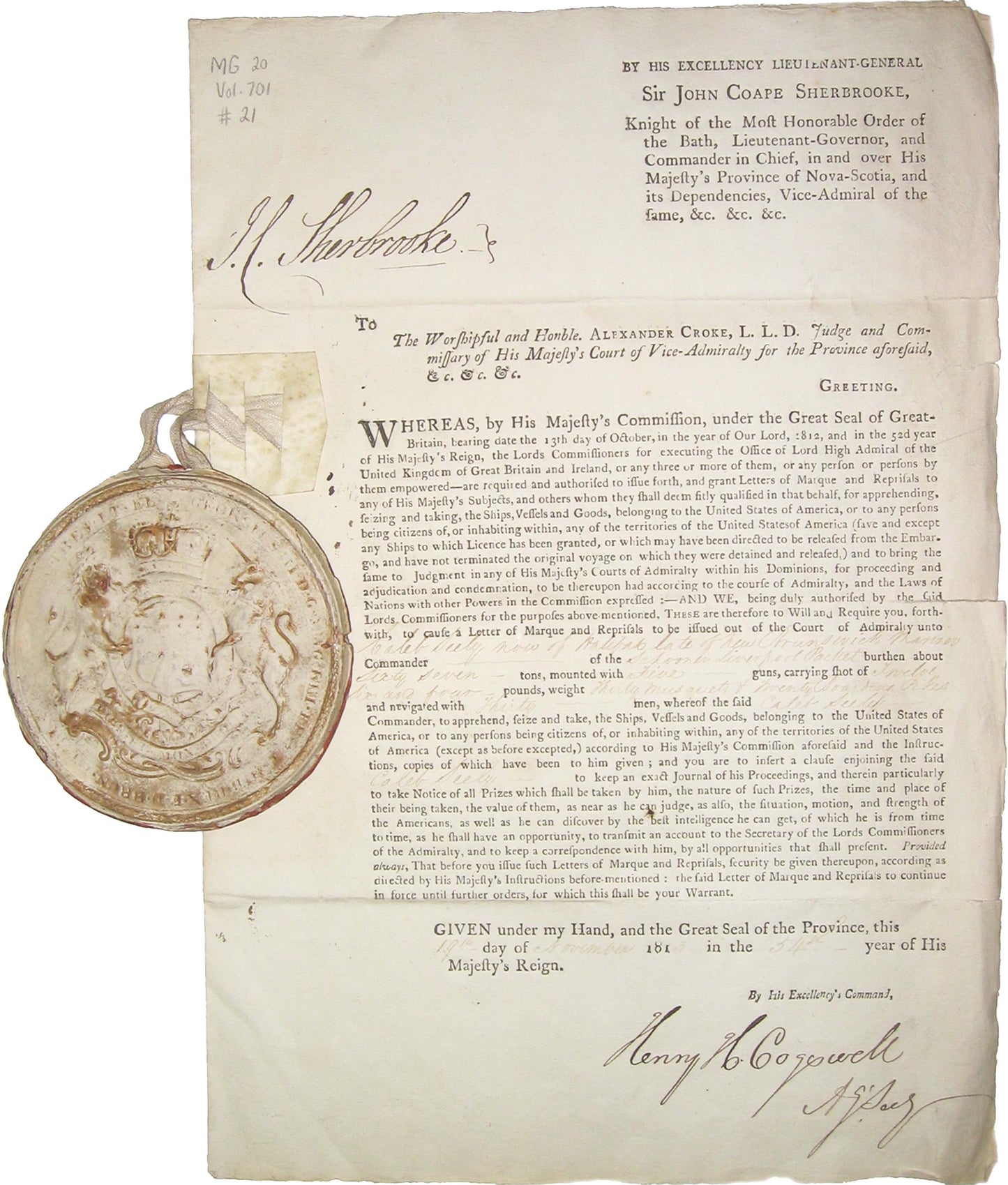 Letter of Marque, Liverpool Packet and Seal