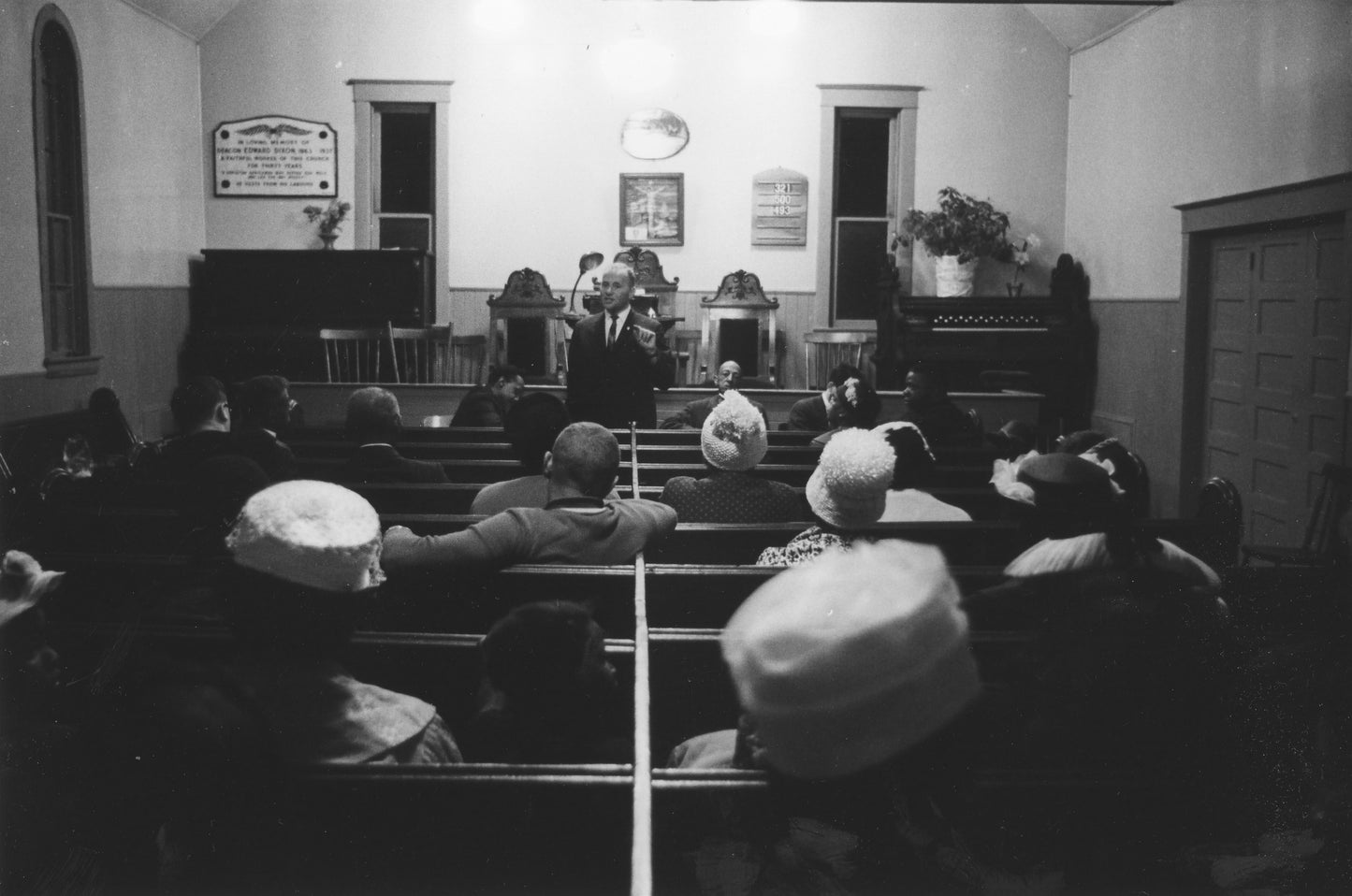 Toronto human rights activist Alan Borovoy speaking to a public meeting at Seaview African United Baptist Church