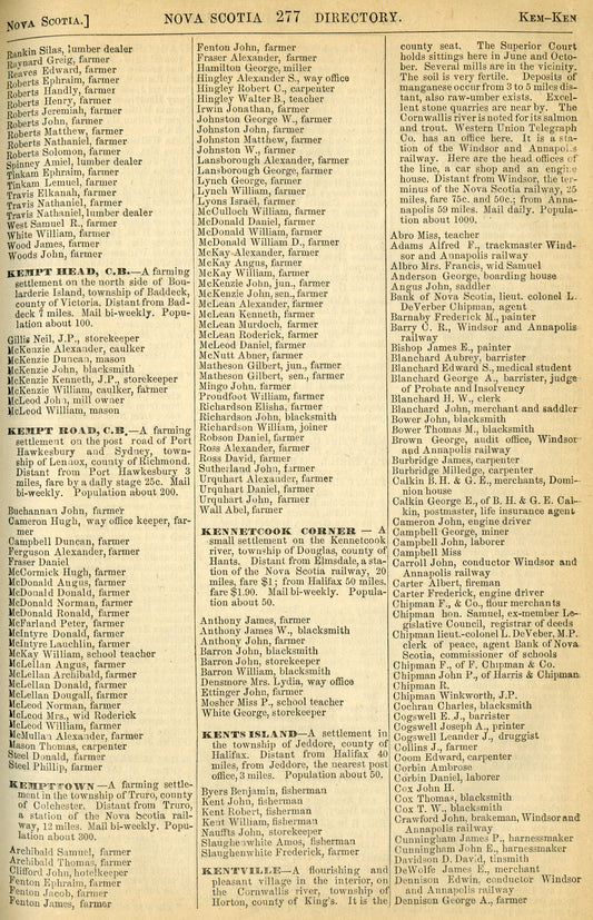 Lovell's Province of Nova Scotia Directory for 1871
