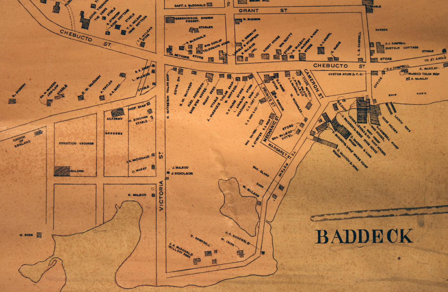 "Baddeck" inset of Topographical Township Map of Victoria County, Nova Scotia