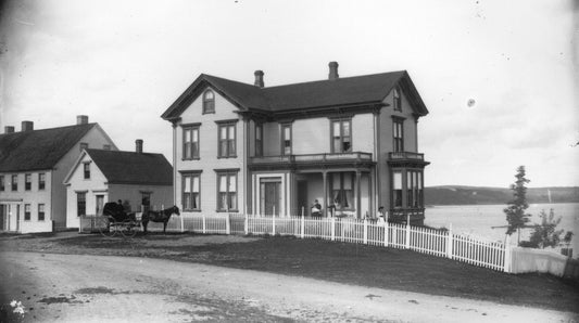 View of horse and buggy in front of the residence of Dr. George Buckley, 46 Main St., Guysborough, N.S.