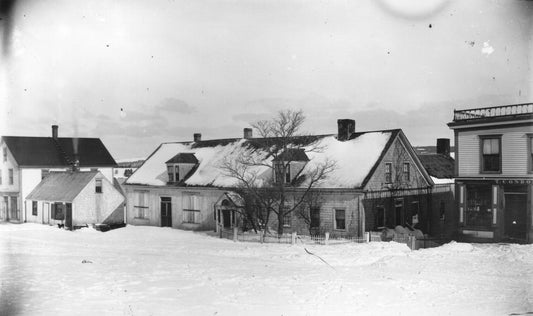 Winter scene in Guysborough, N.S., possibly Main Street showing T. Condon's store