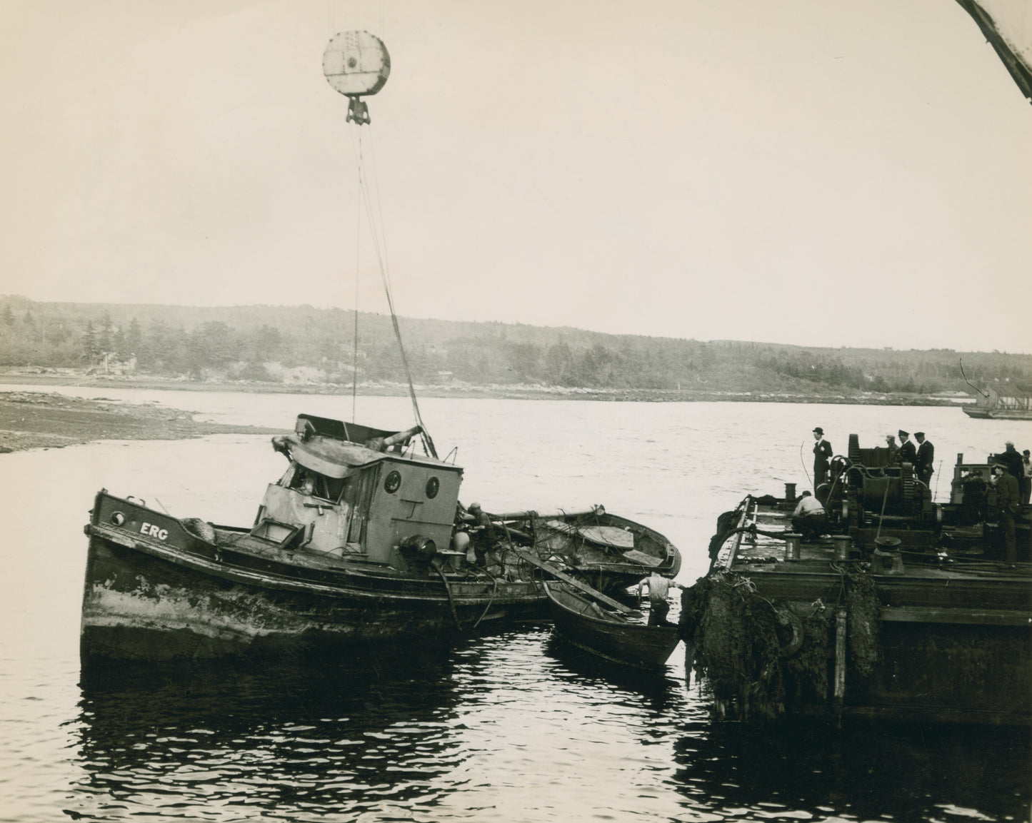 Tug ERG after being raised from the bottom of the Bedford Basin