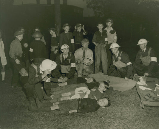 First Aid workers and fire watchers