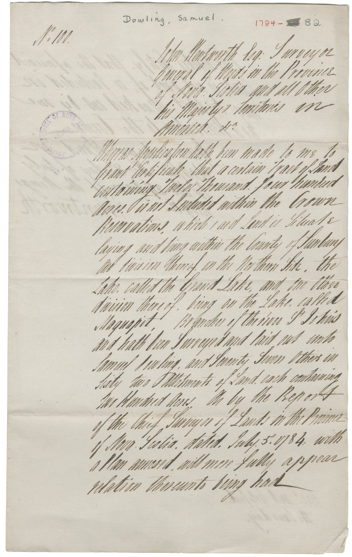 Dowling, Samuel and others – 1784 – New Brunswick
