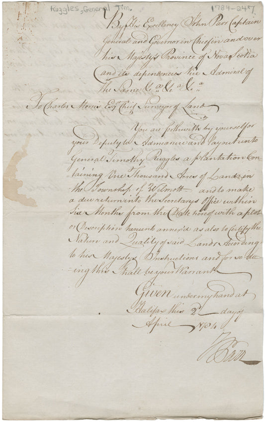 Ruggles, Timothy – 1784 – Annapolis County