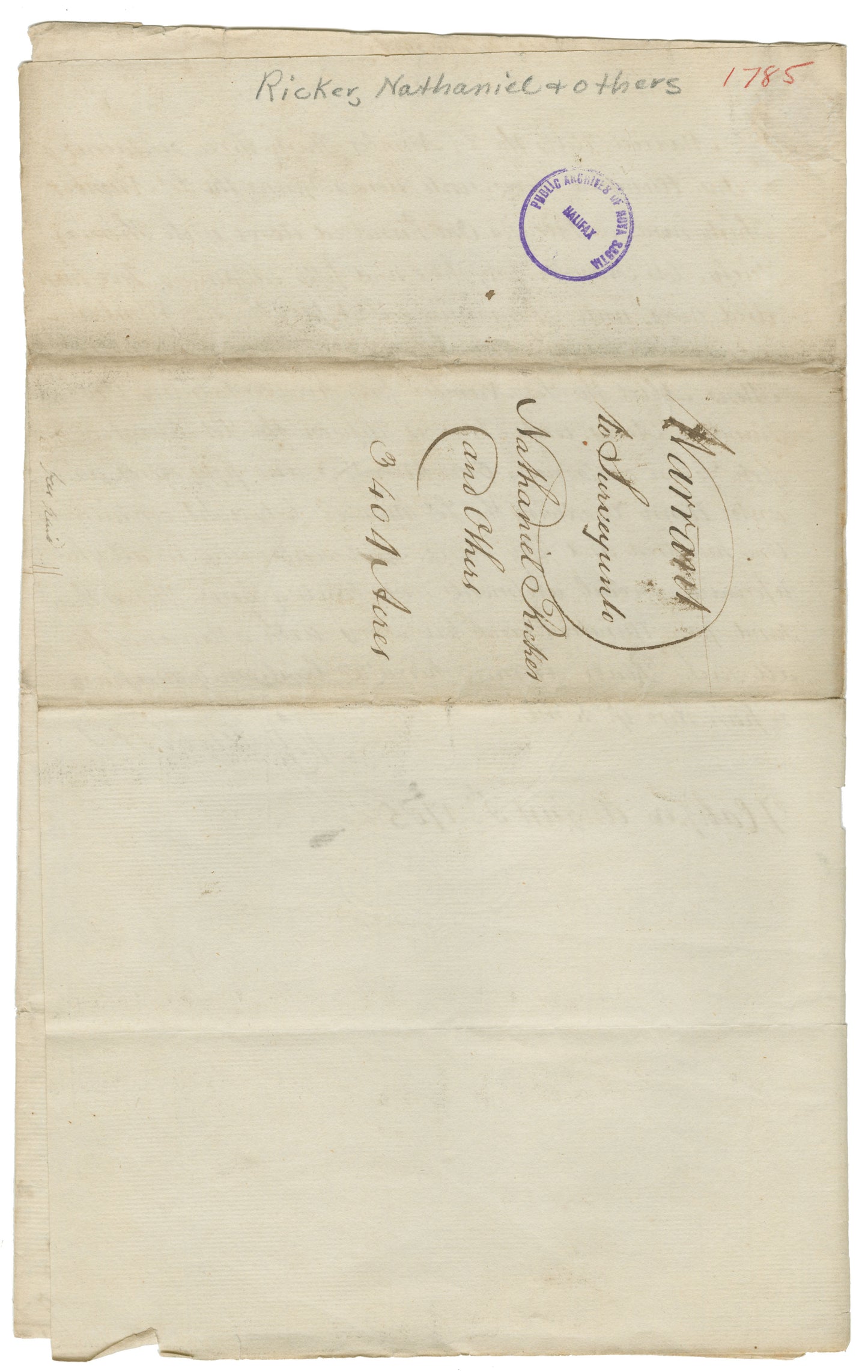 Warrant to Survey - Ricker, Nathaniel and others – 1785 – Shelburne County