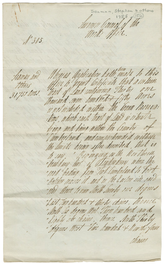 Surveyor's Certificate Cumberland County 1785