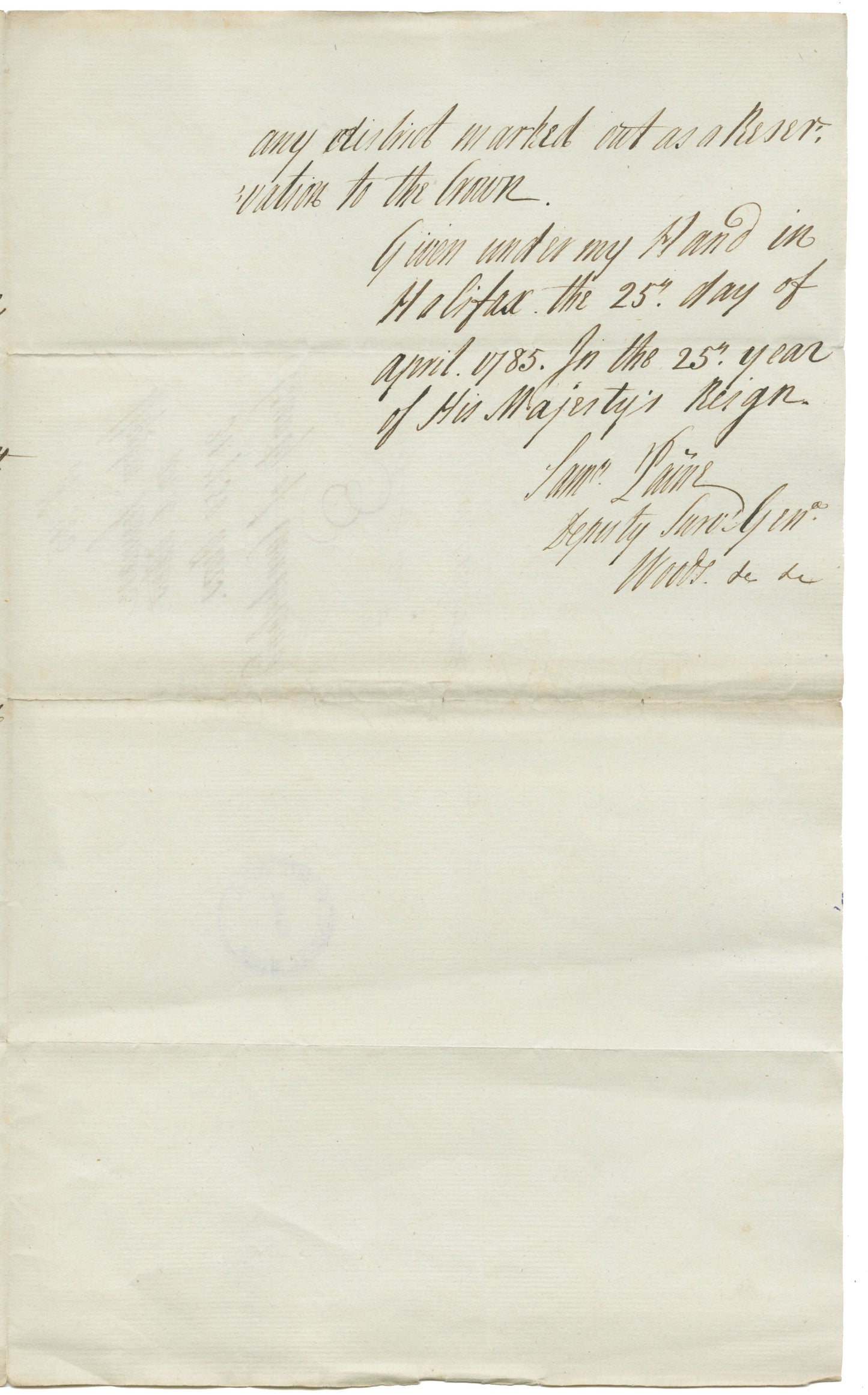 Surveyor's Certificate Cumberland County 1785