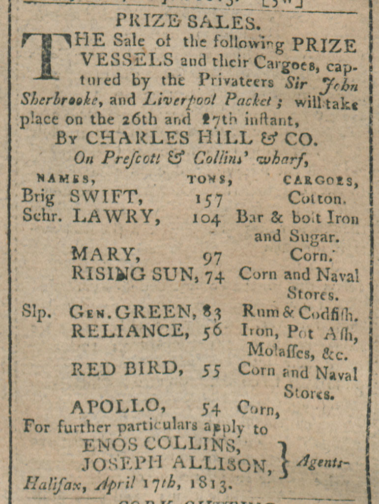 Acadian Recorder,  24 April 1813