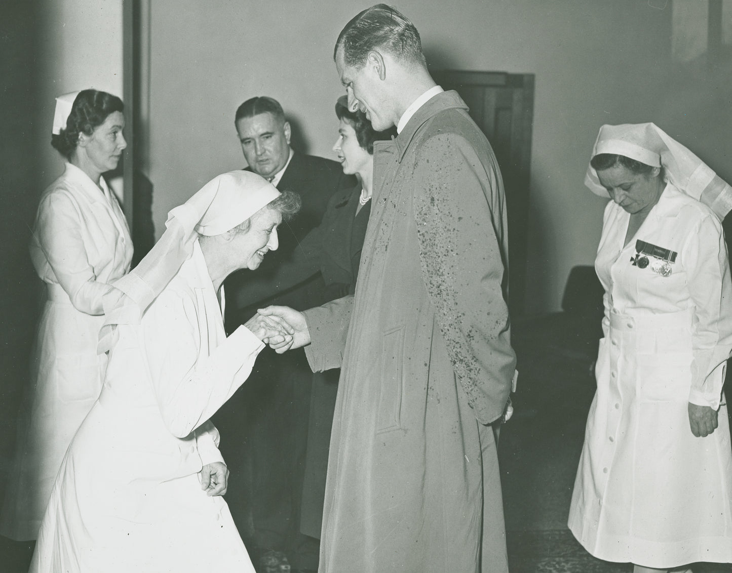 Princess Elizabeth and Prince Philip visiting Camp Hill Hospital