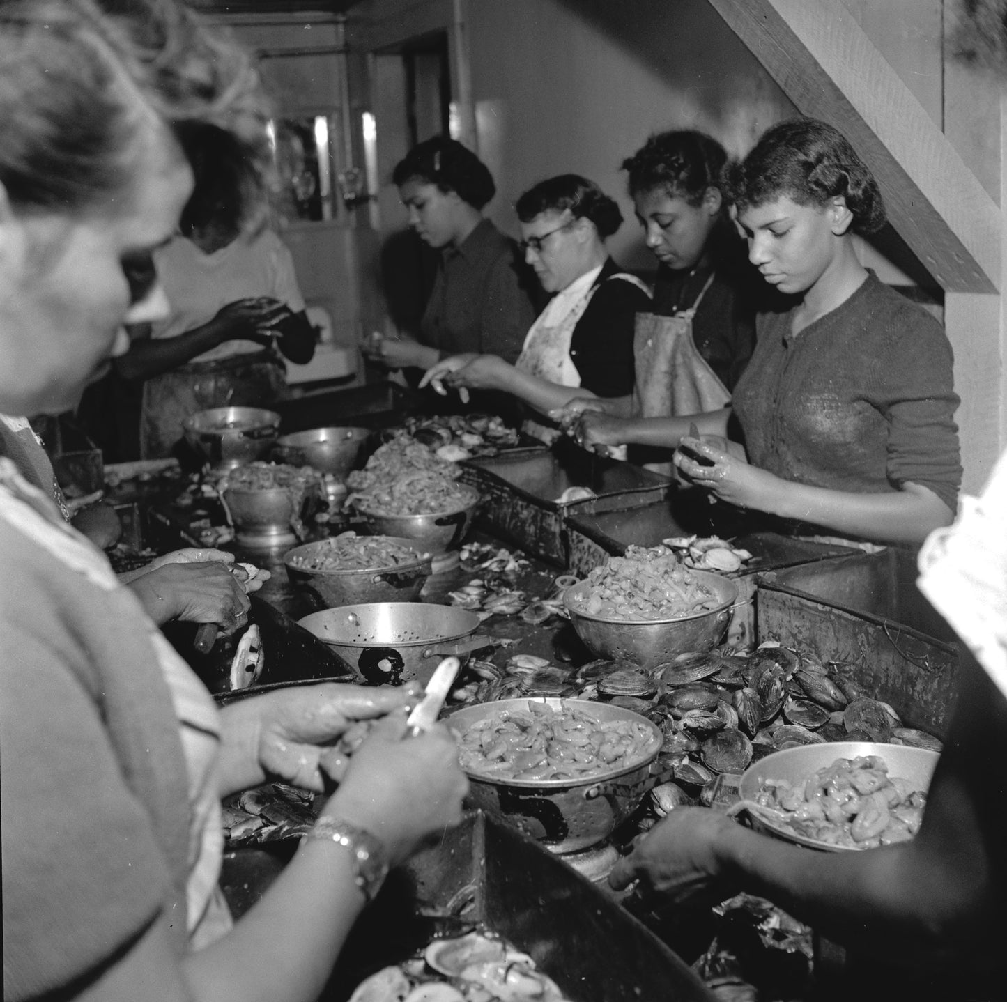 Henry Meyers' clam packing plant. July 1951.