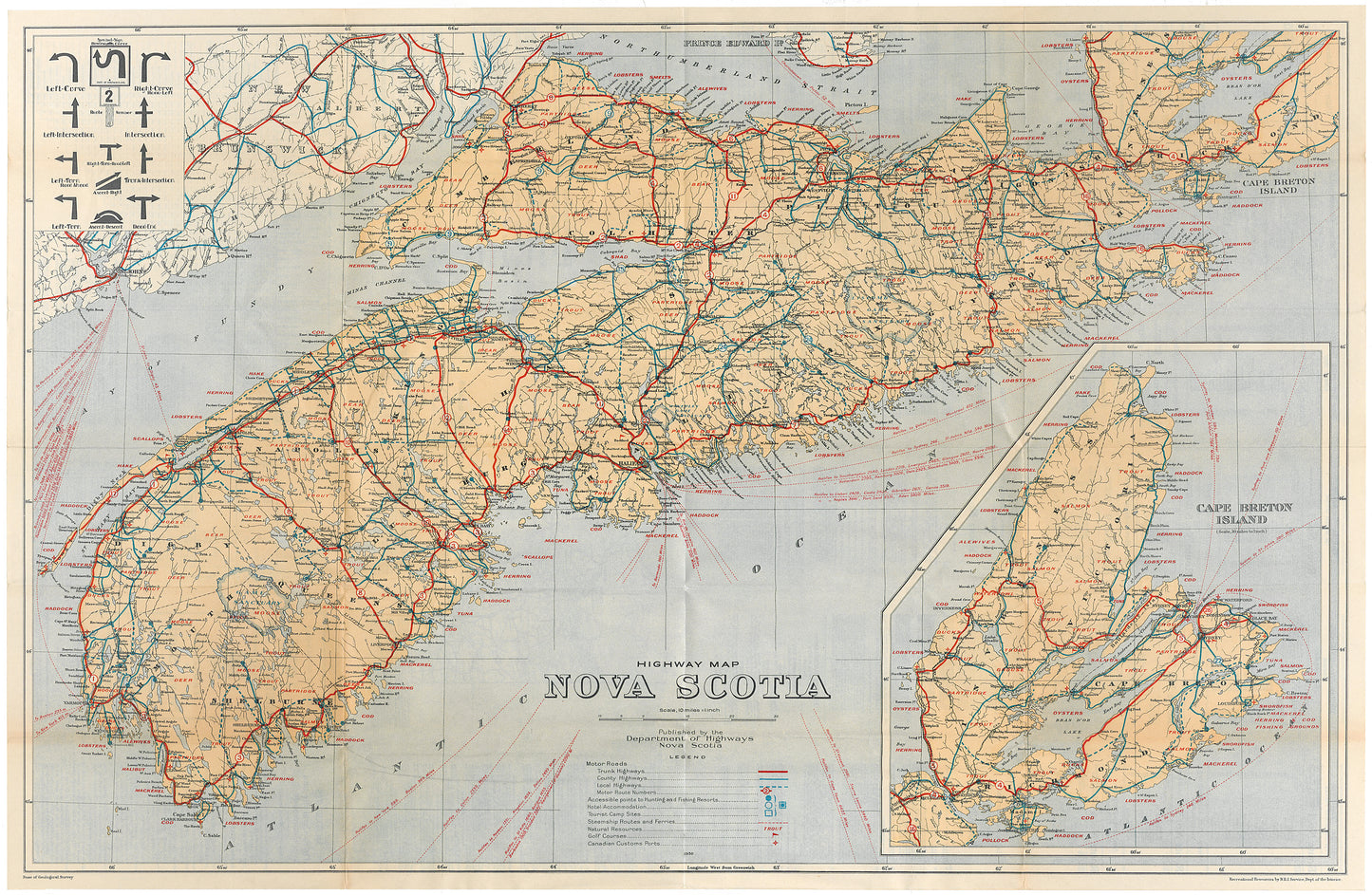 Official government 1930 highway Map Province of Nova Scotia