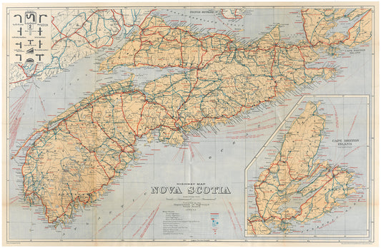 Official government 1930 highway Map Province of Nova Scotia