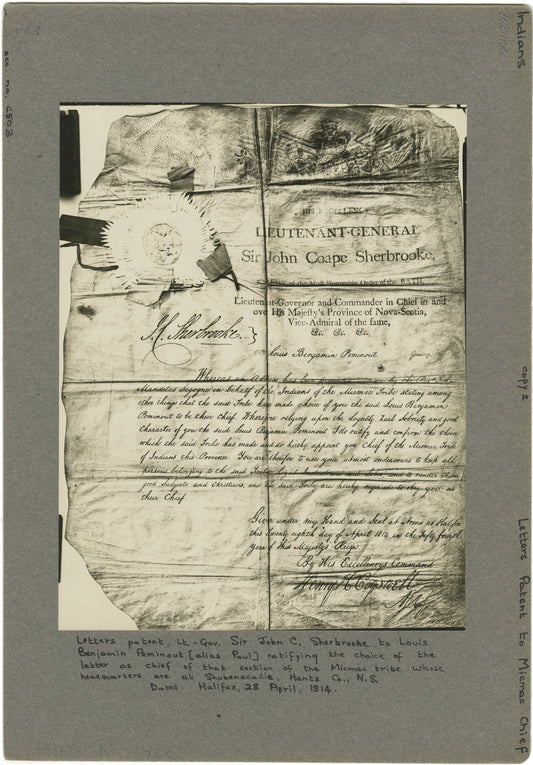 Letter Patent to Mi'kmaq Chief