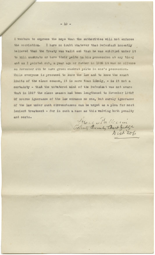 Decision of acting County Court Judge, District 6, George Patterson in Case of King vs. Sylyboy