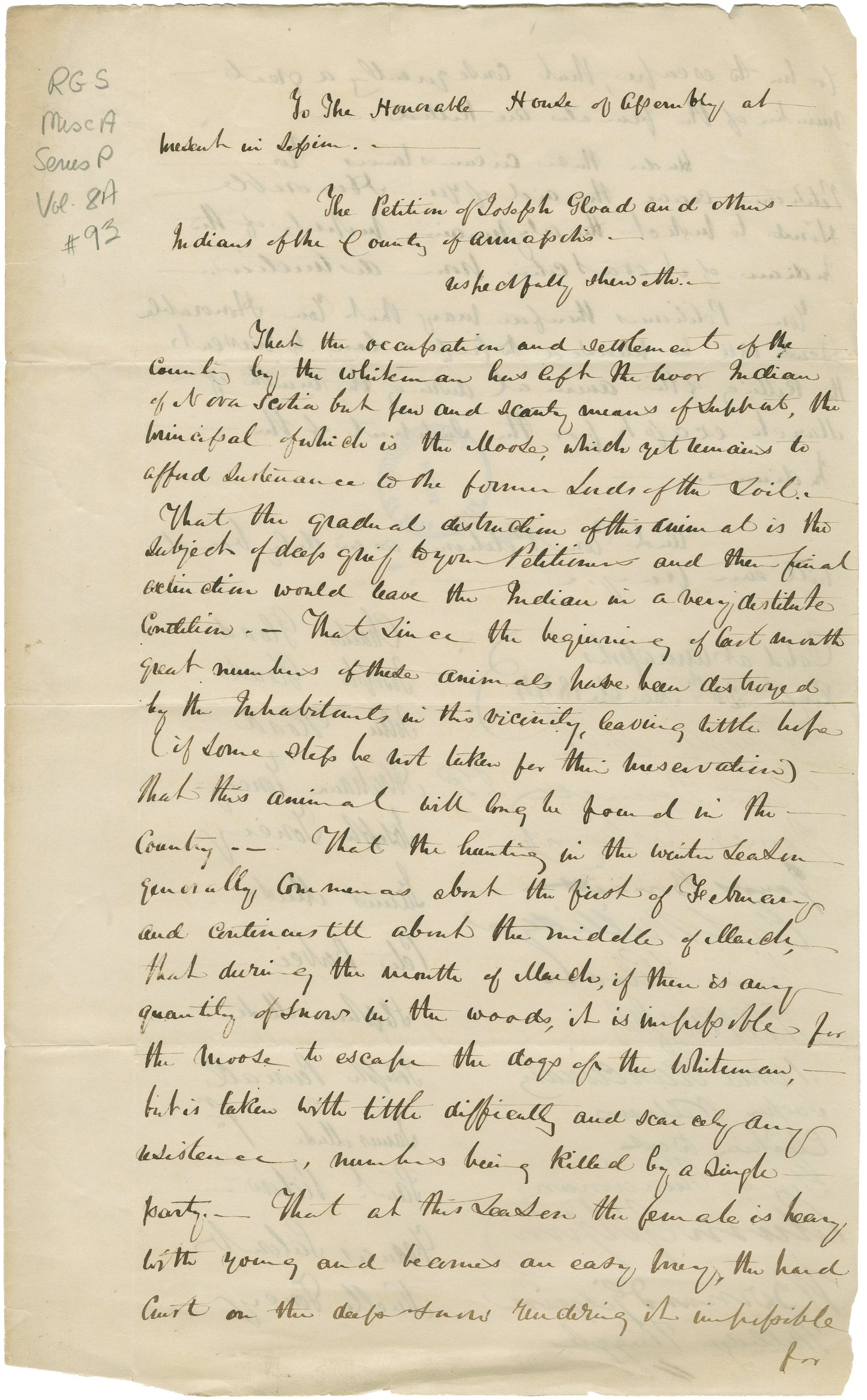 Petition from Joseph Gloade and other Mi'kmaq of the County of Annapolis