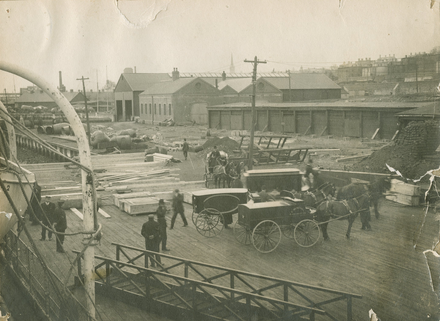 Hearses lined up on Halifax wharf