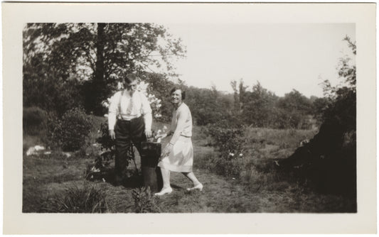 Ben Henneberry and Helen Creighton in garden