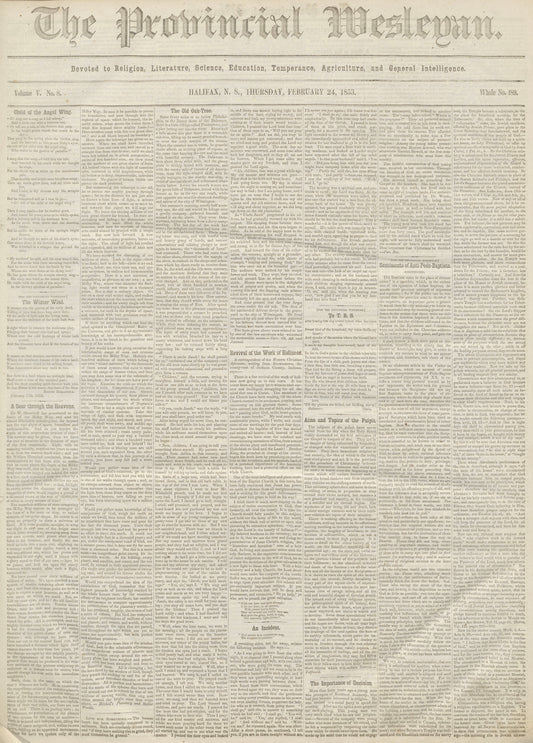 Halifax Provincial Wesleyan 1853 Weekly