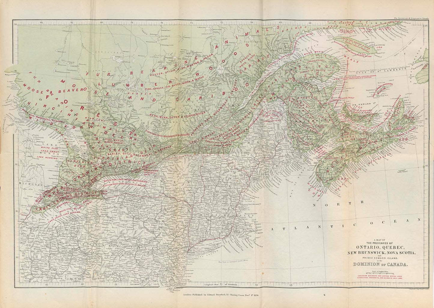 A Map of the Provinces of Ontario, Quebec, New Brunswick, Nova Scotia and Prince Edward Island