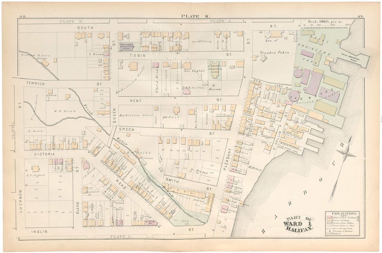 Hopkins' City Atlas of Halifax, Nova Scotia: Plate K - Part of Ward 1