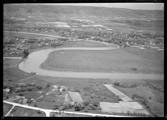 Aerial Photograph of Highway, River, Town, Bridgetown, Nova Scotia