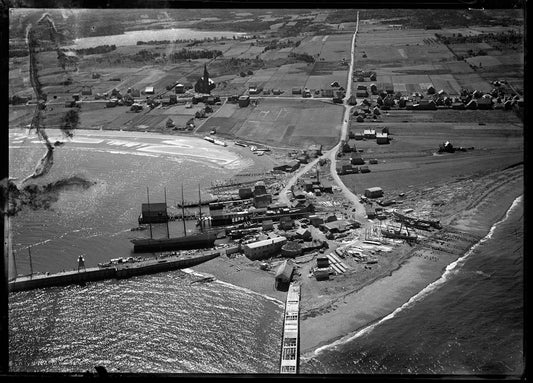 Aerial Photograph of Shipbuilding Co. Schooner and Rum Rummers, Metaghan, Nova Scotia