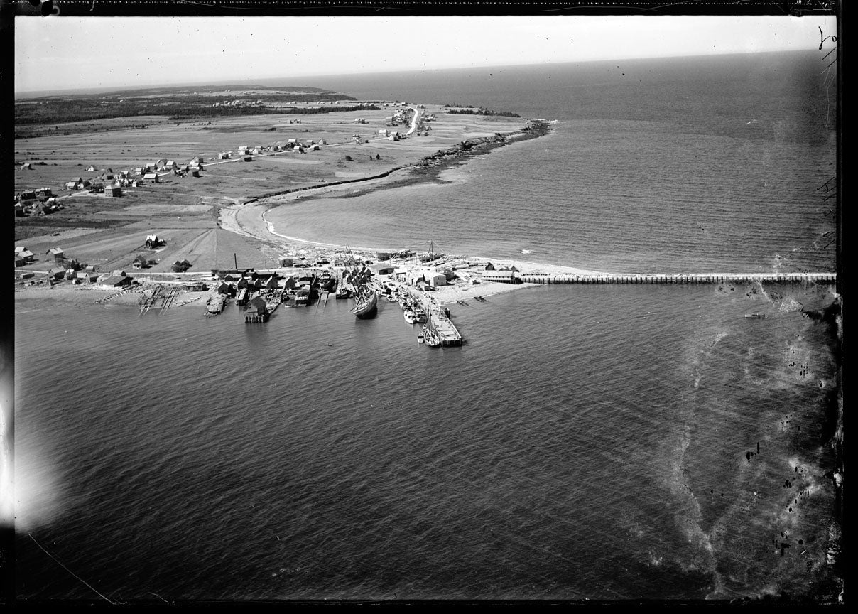 Aerial Photograph of Meteghan Shipbuilding Co. Overview Waterfront, Metaghan, Nova Scotia